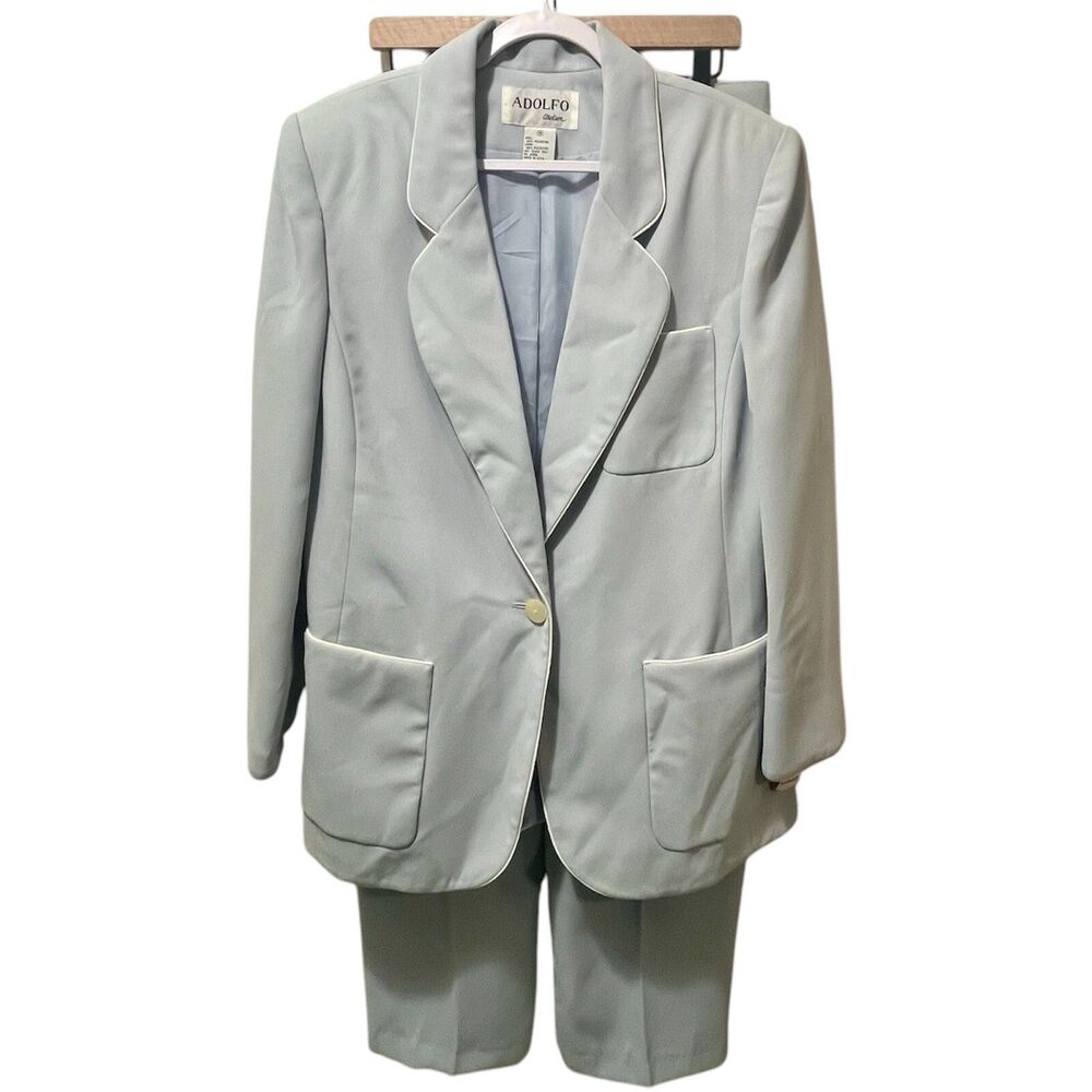 Adolfo Atelier Vintage Robinsons May Pantsuit, LIGHT BLUE, Lined, Size 18, NWT